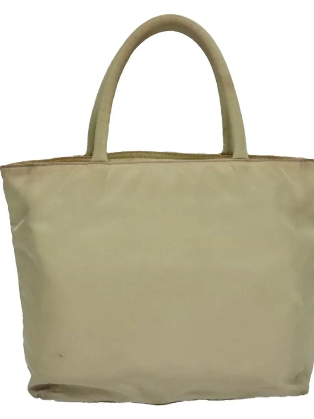 PRADA Hand Bag Nylon Beige Auth bs21346